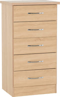 A T Seconique Nevada 5 Drawer Narrow Chest in Sonoma Oak Effect