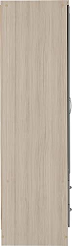 Furniture 321 Nevada 3 Door 2 Drawer Mirrored Wardrobe Grey Gloss, Light Oak Effect Veneer (No Delivery To Flats)