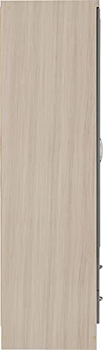 Furniture 321 Nevada 4 Door 2 Drawer Mirrored Wardrobe Grey Gloss, Light Oak Effect (No Delivery To Flats)