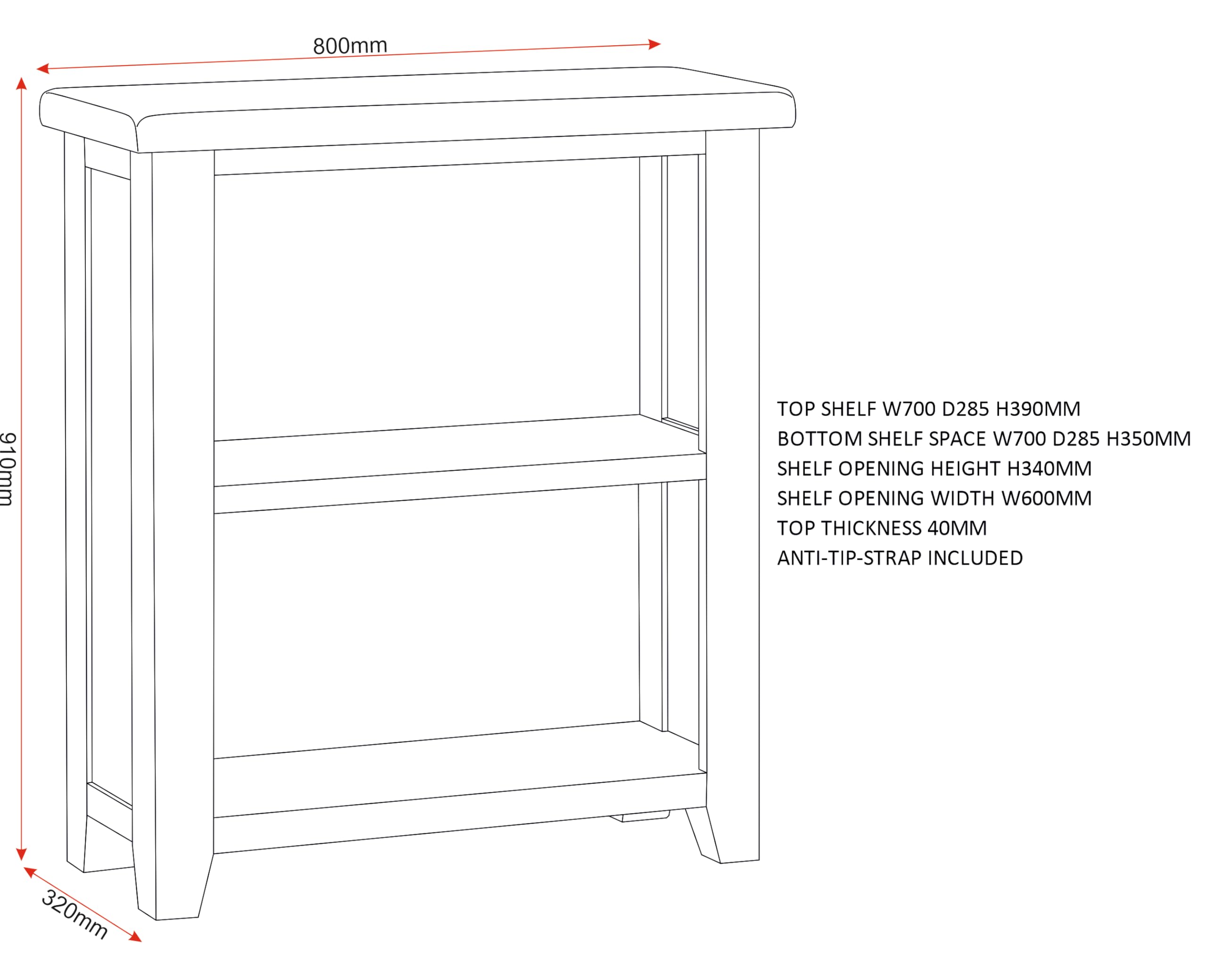 Seconique Windsor Low Bookcase