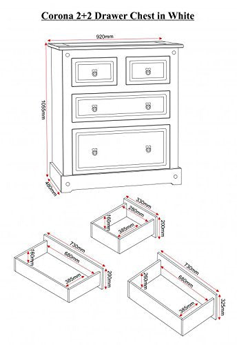 sec Corona 2+2 Drawer Chest in Distressed Waxed Pine (White)