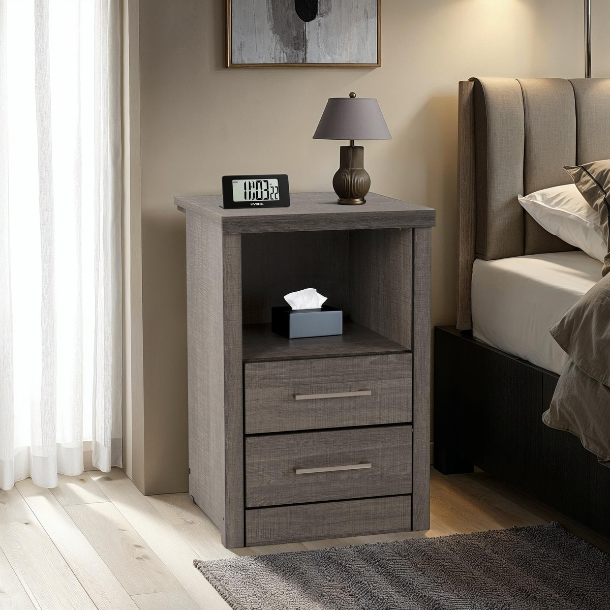 Seconique Lisbon 2 Drawer 1 Shelf Bedside Cabinet