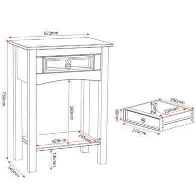 Seconique Corona 1 Drawer Console Table with Shelf