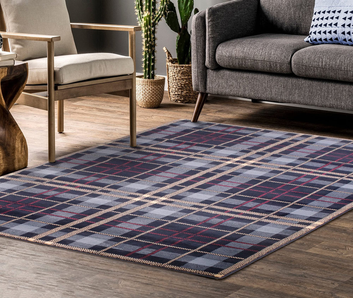 Highland Tartan Rug for Living Room Bedroom Check Quality Rug