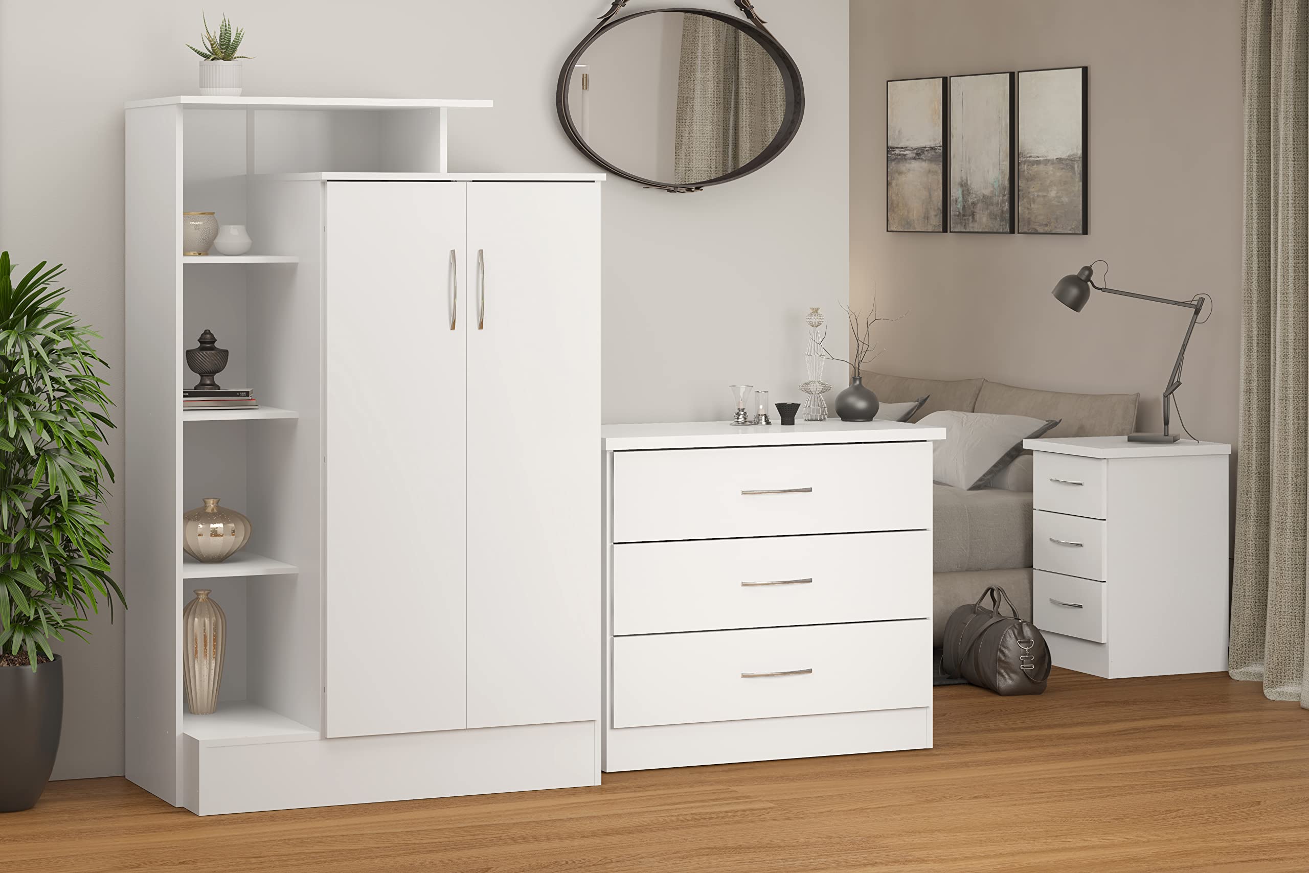 Seconique Ludlow 2 Door Wardrobe - White/Oak Lacquer