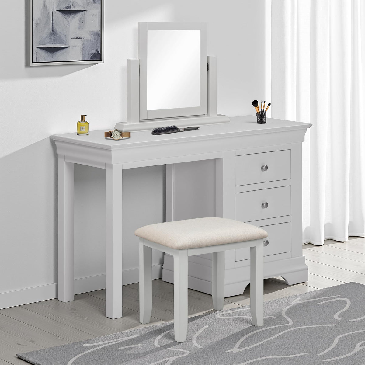 Furniture 321 Bordeaux 3 Drawer Dressing Table, 115x44.5x76cm, French-Inspired Traditional Style, Fully Assembled