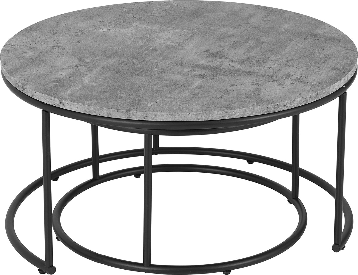 Seconique Athens Round Coffee Table Set in Concrete Effect