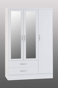 AyMa Home Nevada 3 Door 2 Drawer Mirrored Wardrobe White Gloss