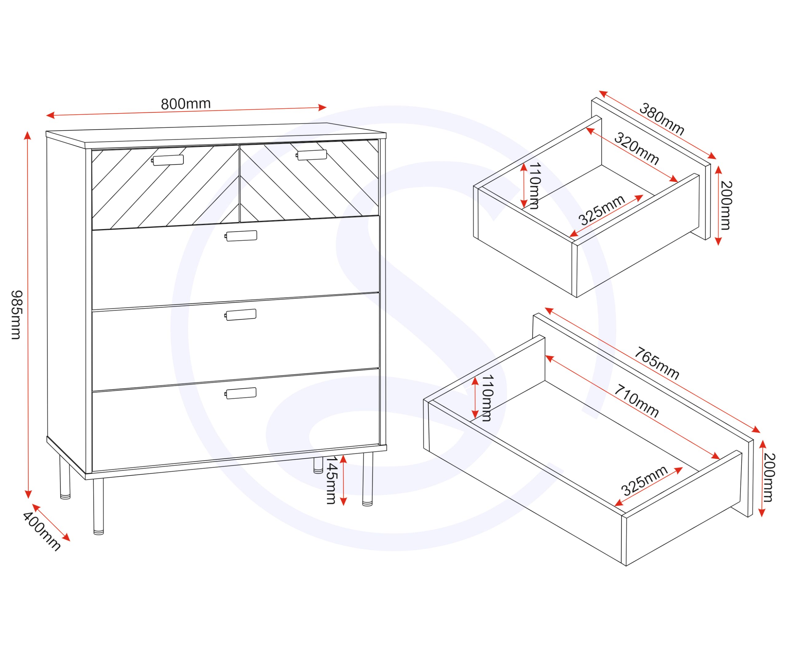 Seconique Portland 3+2 Drawer Chest