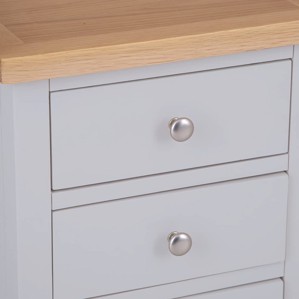 The Furniture Outlet Salisbury Grey Painted Oak 3 Drawer Bedside Table