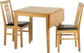 Vienna Drop Leaf Dining Set Medium Oak Faux Brown Leather upholstery Chairs