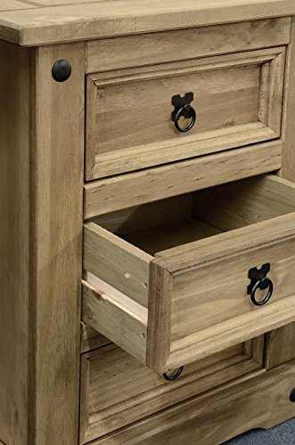 sec Corona 3 Drawer Bedside Chest in Distressed Waxed Pine