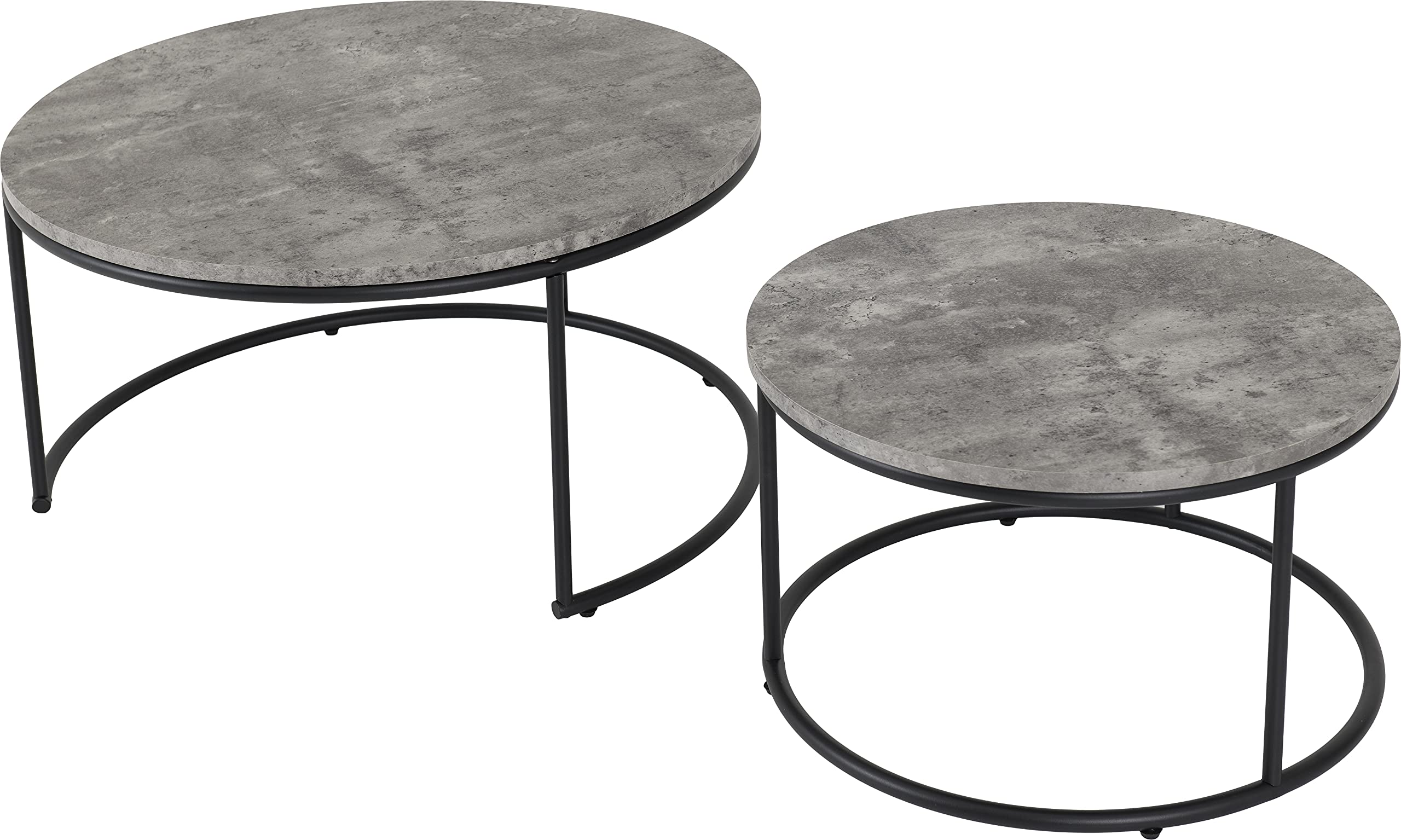 Seconique Athens Round Coffee Table Set in Concrete Effect