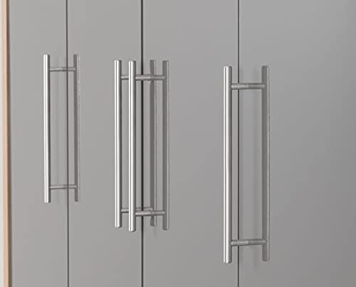 Furniture 321 Seville 4 Door 2 Drawer Wardrobe Grey High Gloss, Light Oak Effect Veneer (No Delivery To Flats)