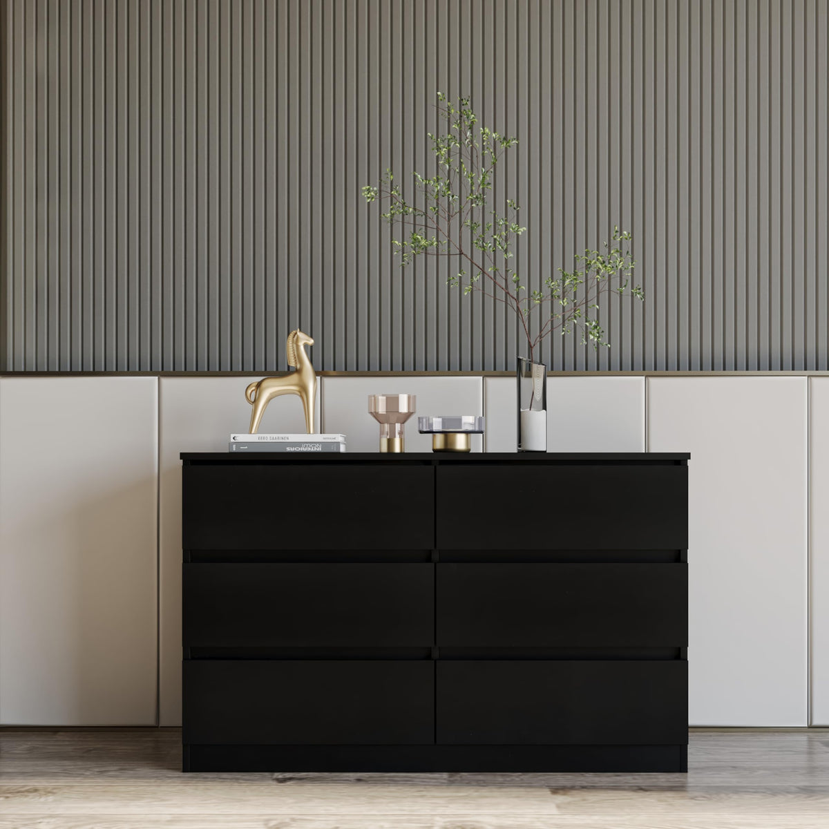Seconique Malvern 6 Drawer Chest in Black