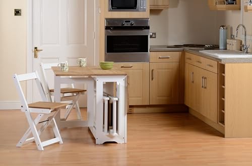 Furniture 321 Santos Butterfly Dining Set with 4 Folding Chairs White & Pine