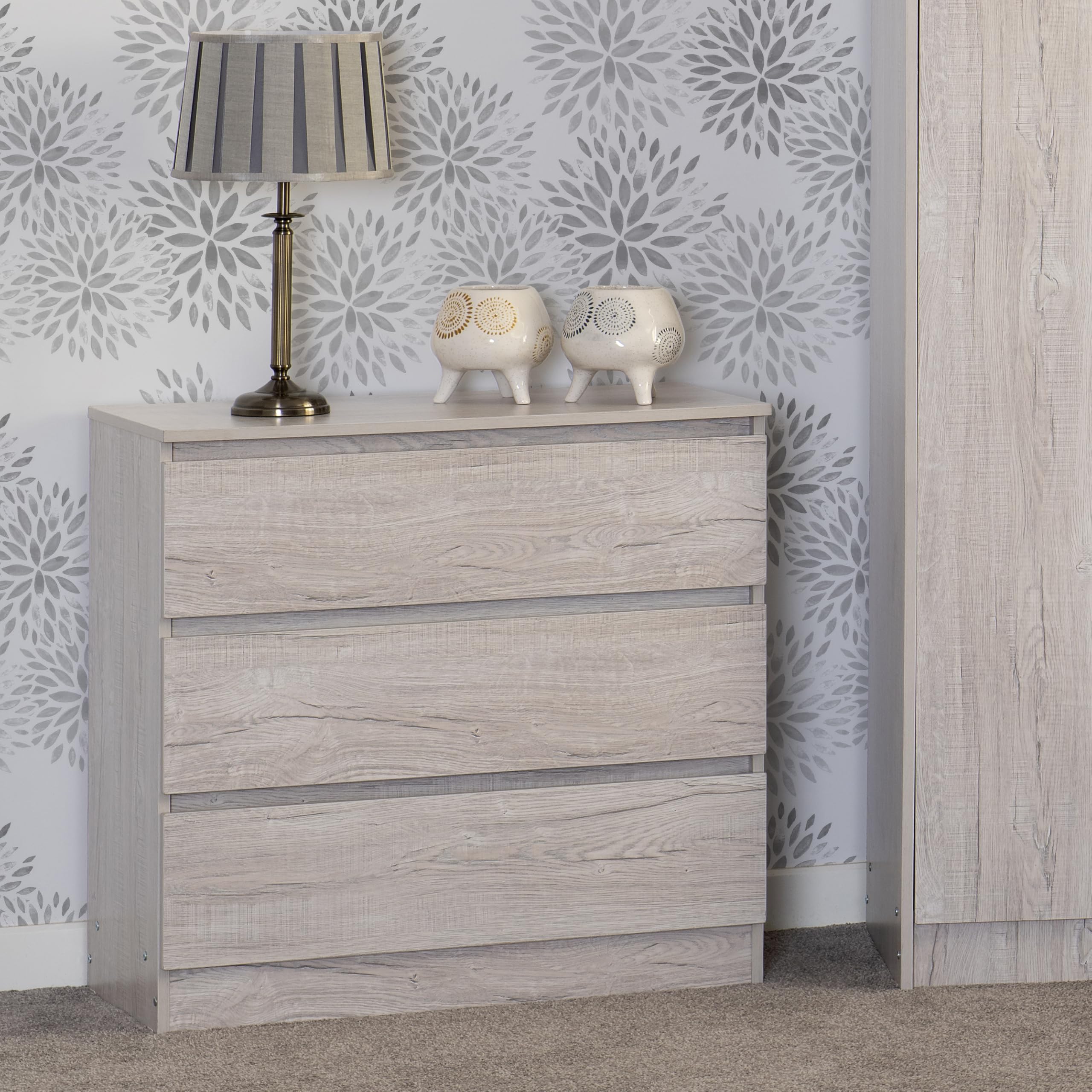 Seconique Malvern 3 Drawer Chest in Urban Snow