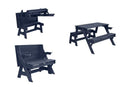 Furniture 321 Garden Hardwood Convertible Folding Picnic Table Bench 2 in 1 Made from Eucalyptus Wood in Blue