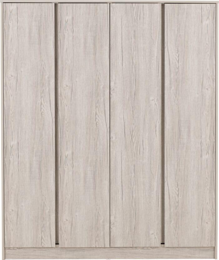 Furniture 321 Malvern 4 Door Wardrobe Large Bedroom Storage Cupboard with Hanging Rail & Shelves Modern Wardrobe