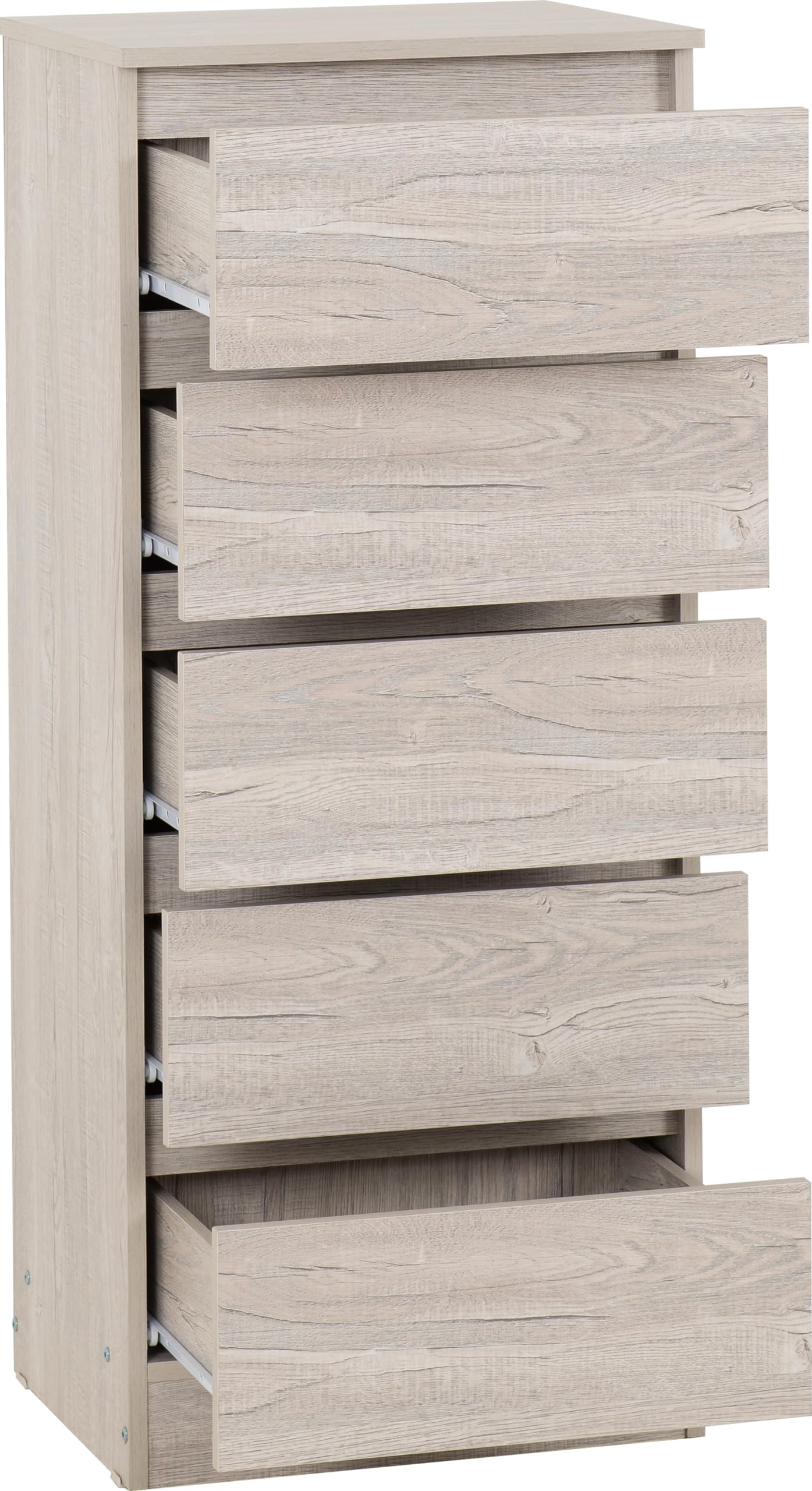 Seconique Malvern 5 Drawer Narrow Chest in Urban Snow
