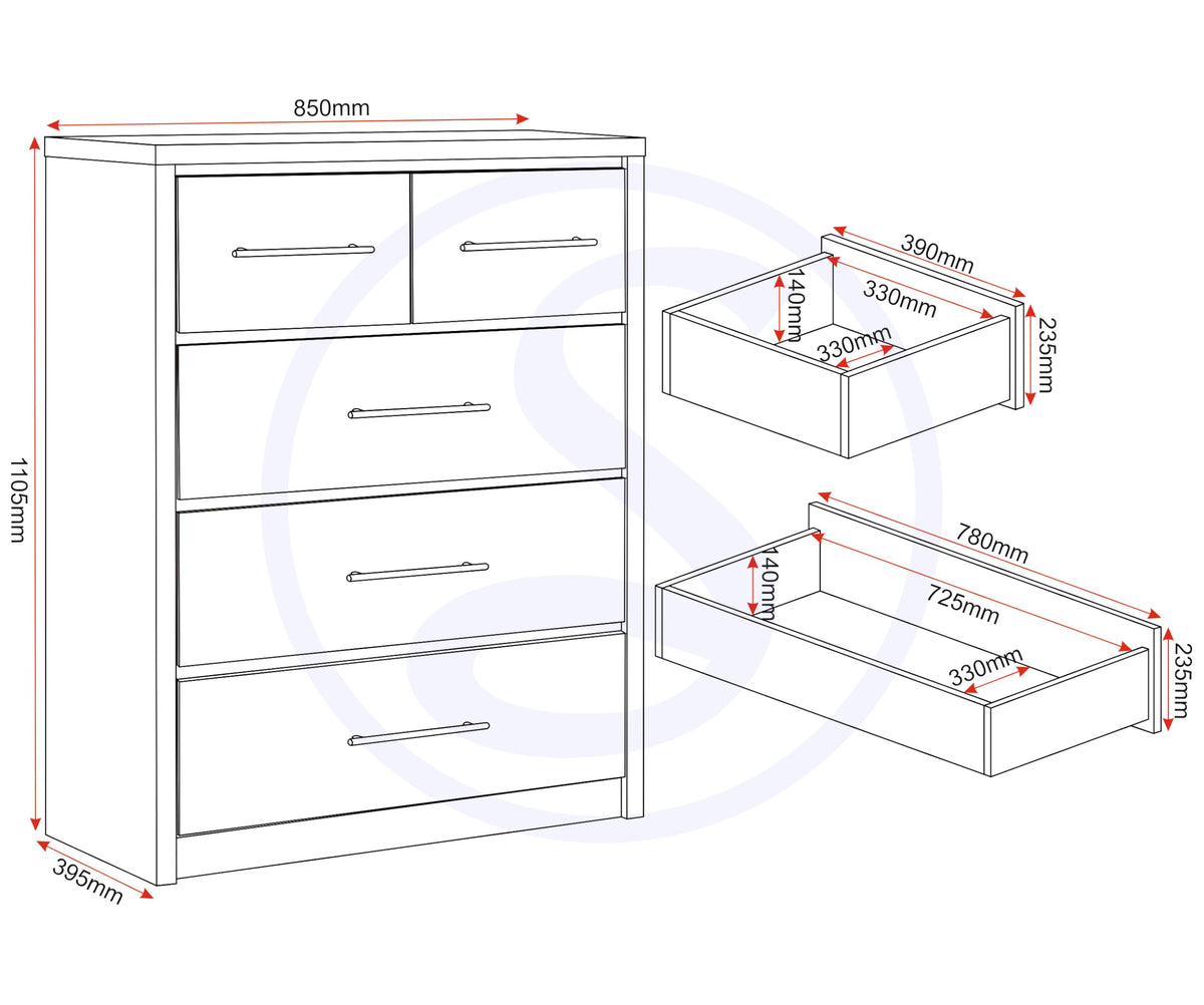 Seconique Seville 3 Drawer Chest