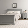 Furniture 321 Bordeaux 4'6" Double Bed Frame Pebble Grey Matt Finish Wooden Panelled Headboard & Footboard Strong Slatted Base Centre Support UK Double Bed 135x190cm