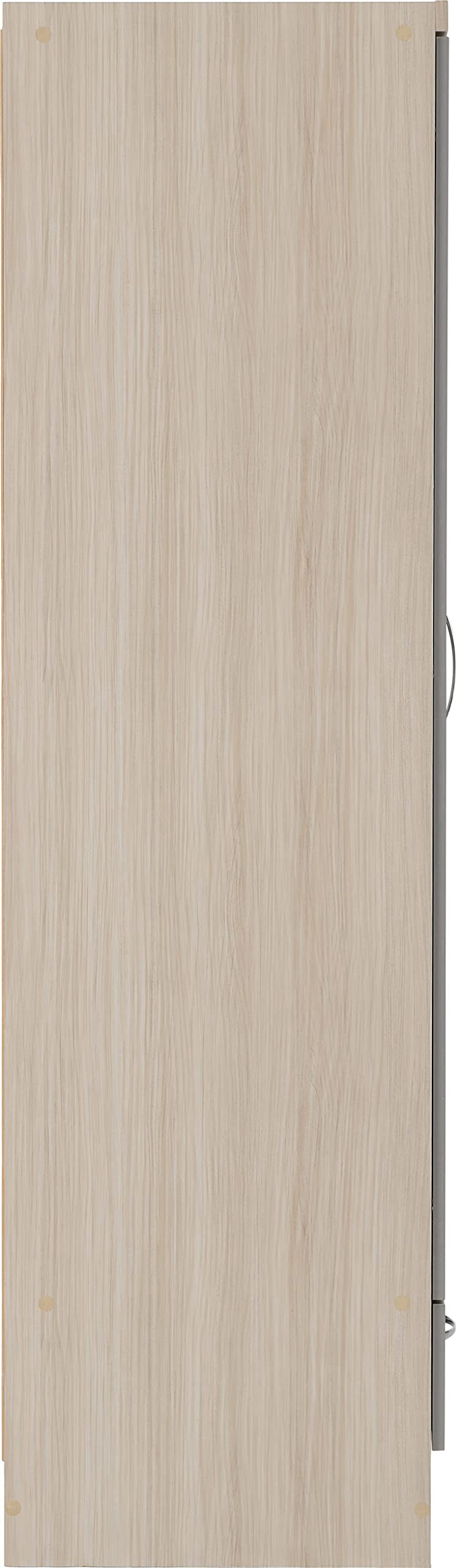 A T Seconique Bedroom Wardrobes - Nevada 2 Door 1 Drawer Double Wardrobe with hanging rail in Grey Gloss/Light Oak Effect Veneer