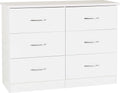 A T Seconique Nevada 6 Drawer Wide Chest in White Gloss