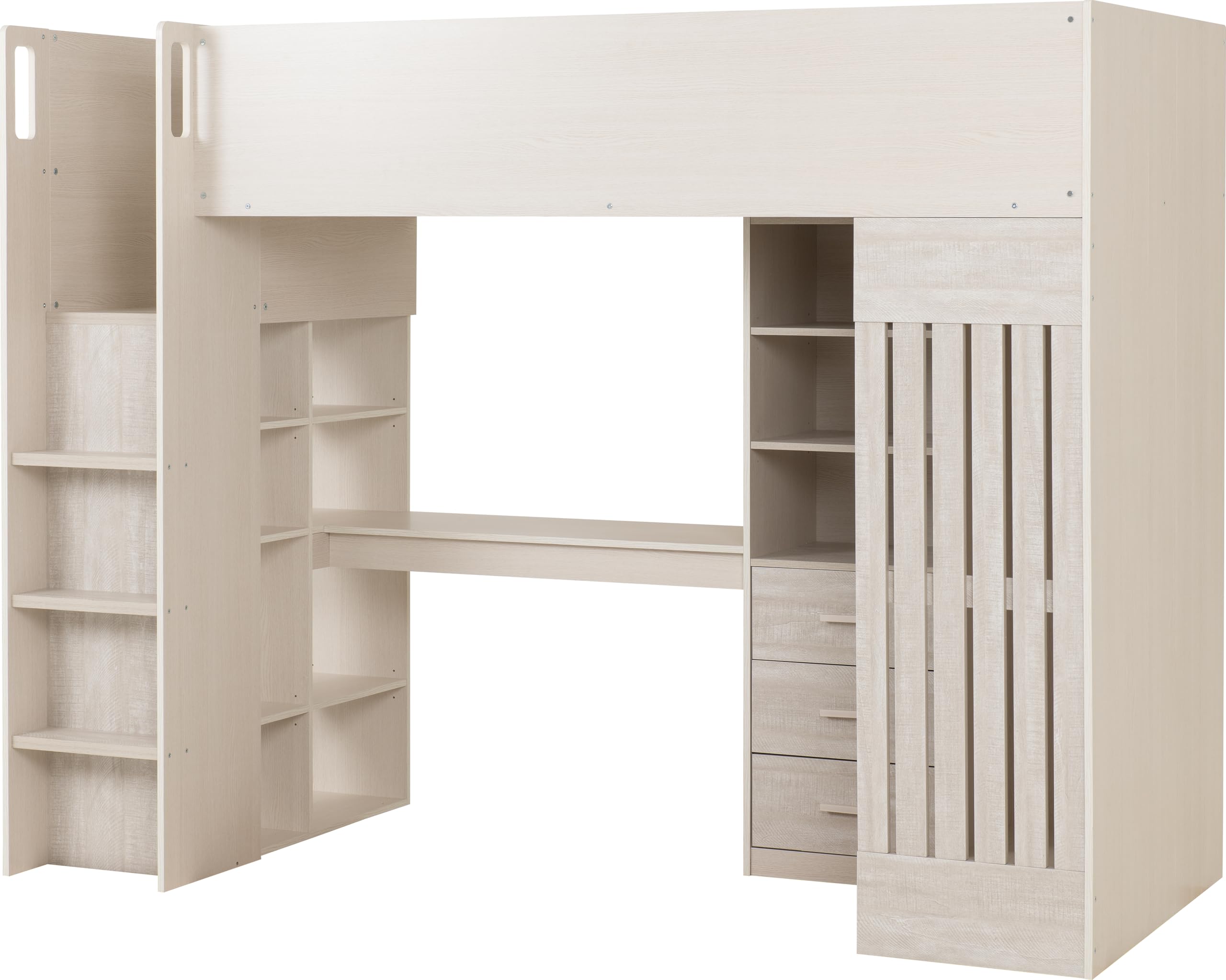 Seconique Jupiter 3' Single High Sleeper Bed in White/Grey