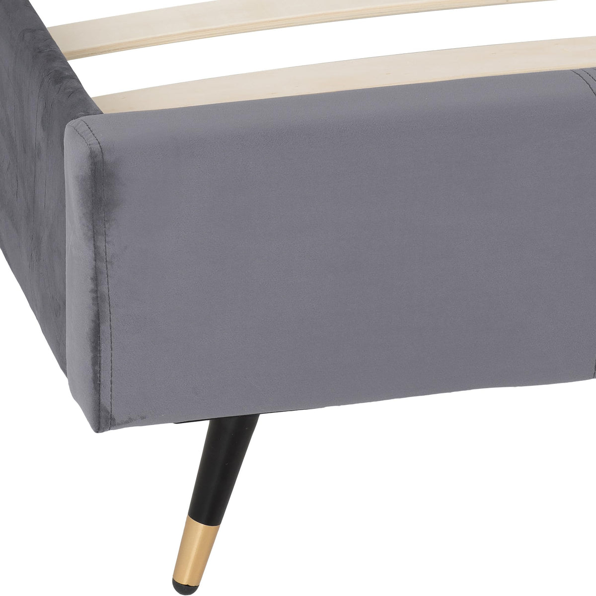 Seconique Freya 4'6" Double Bed in Grey Velvet Fabric
