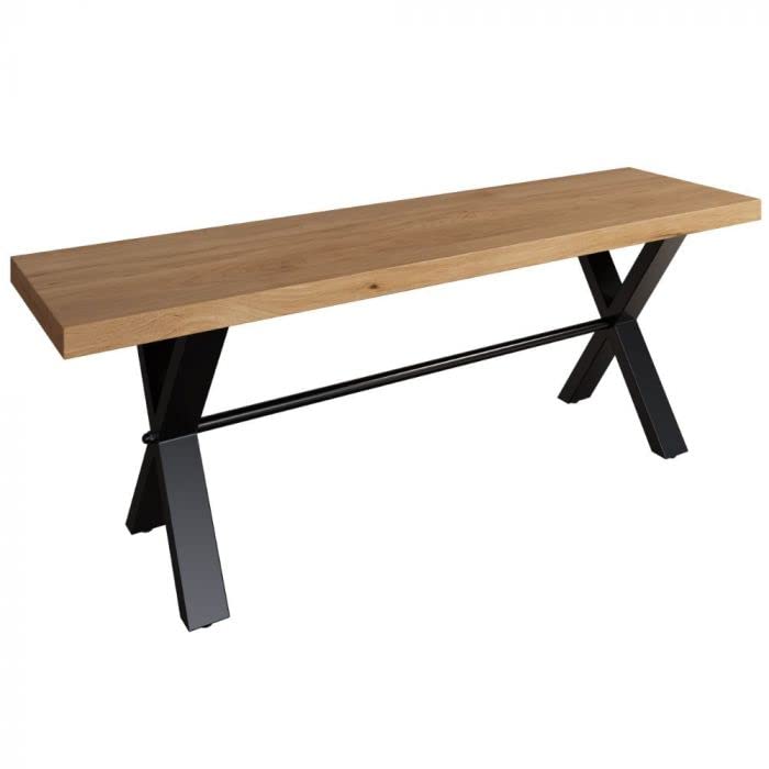 Isambard Dining Table, Wood, Metal, Oak, 1.3 m
