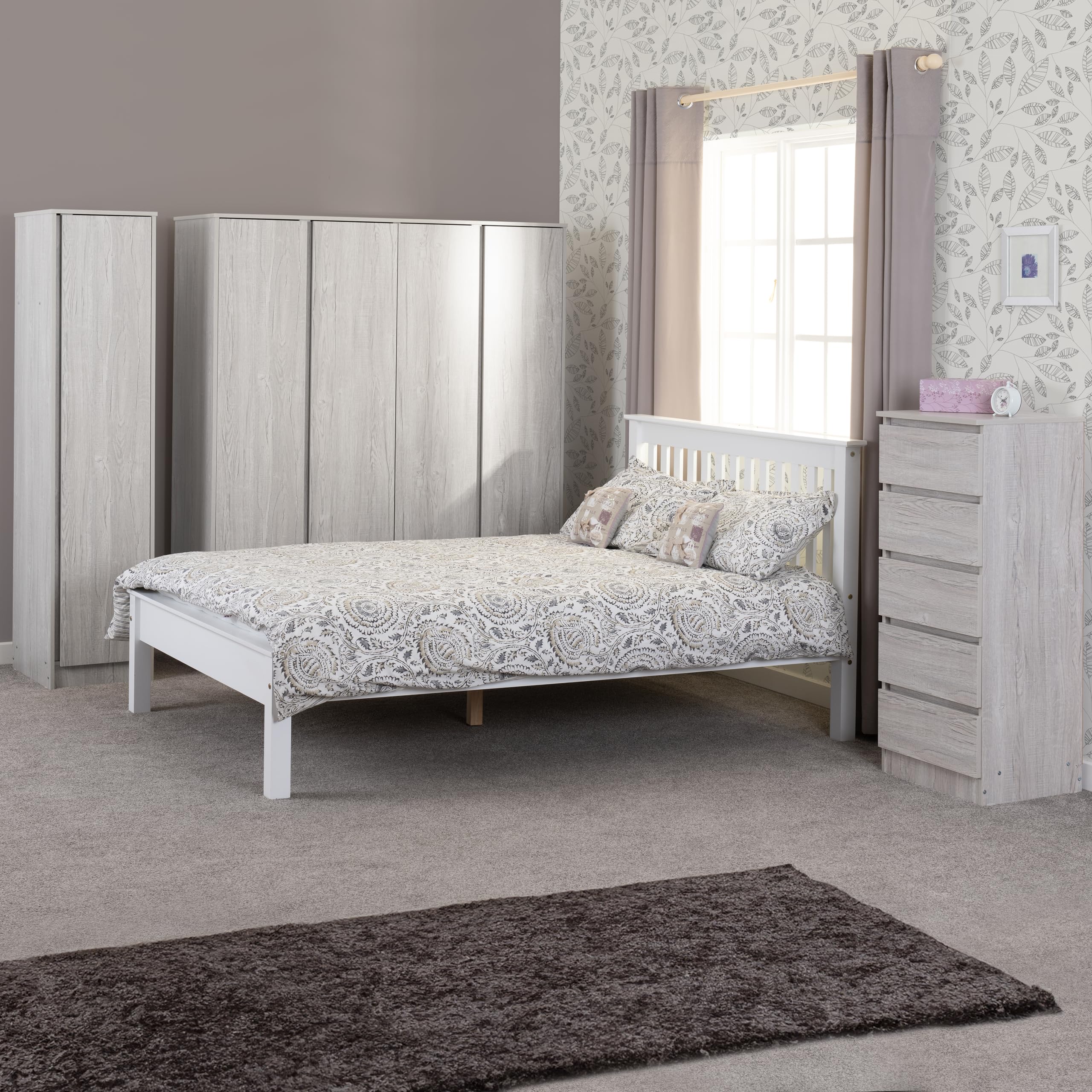 Seconique Malvern 5 Drawer Narrow Chest in Urban Snow