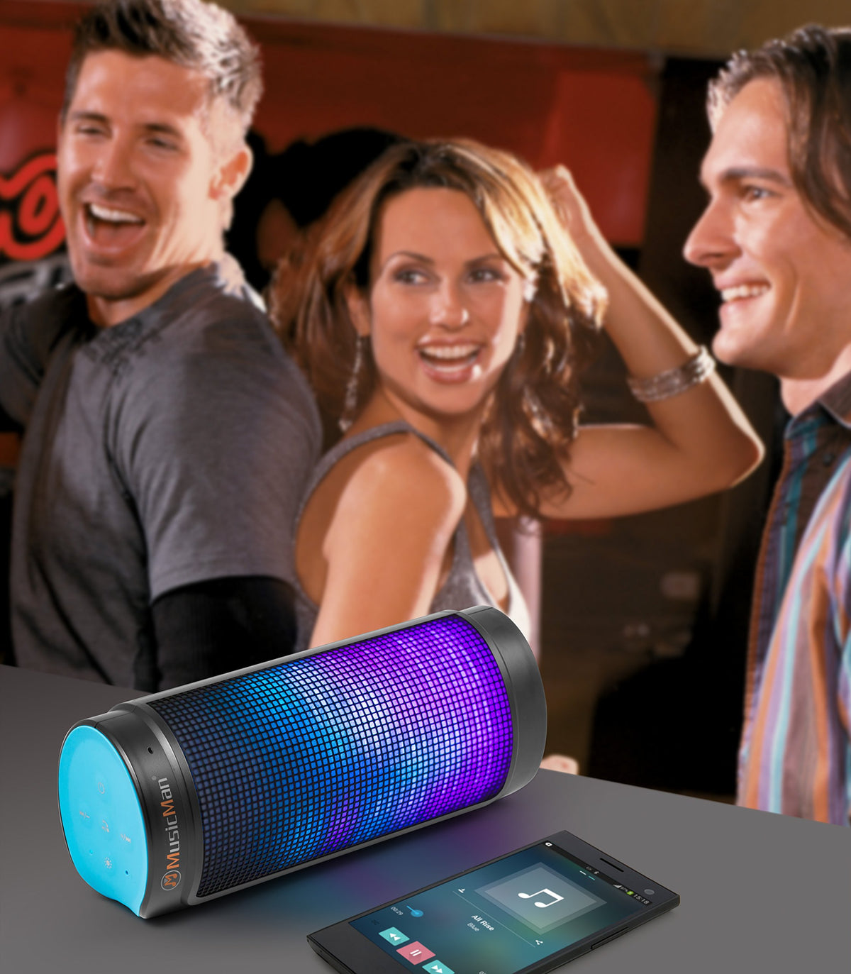 MusicMan Bluetooth LED Light Soundstation BT-X26 Bluetooth Speaker Black