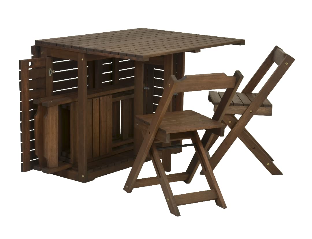 Furniture 321 Santos Folding Drop Leaf Butterfly Dining Set Outdoor and Indoor Use With 4 Stowaway Chairs Teak Durable Eucalyptus Wood