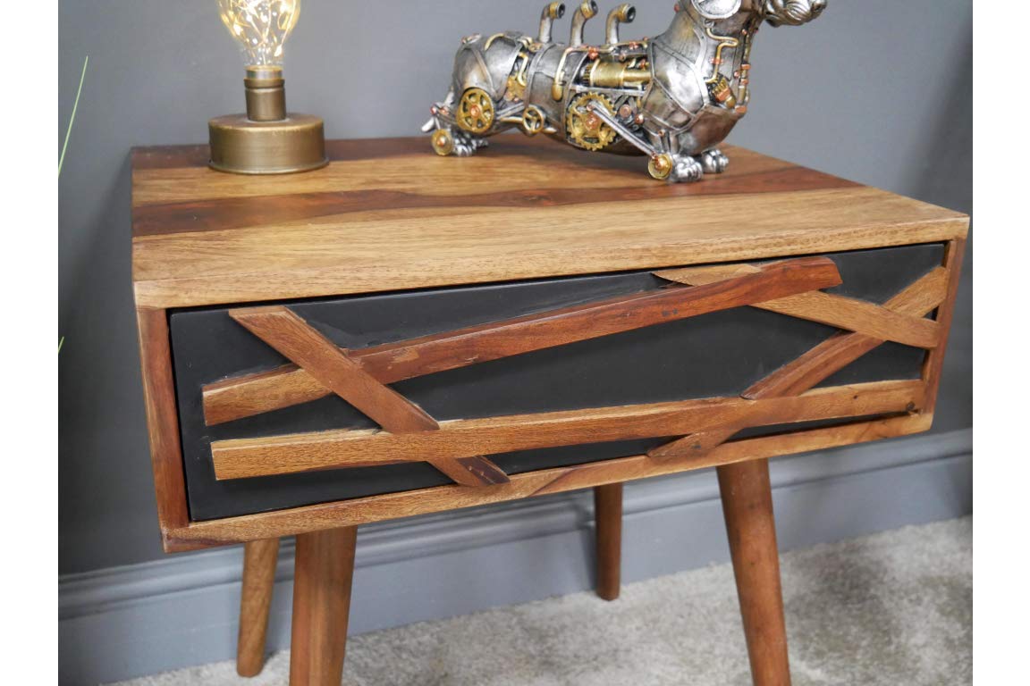 Beautiful Sheesham Wood Bedside Cabinet Table Bedroom Furniture