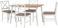 Furniture 321 Balfour 1+4 Dining Set Combination Of White and Oak Effect, Enhanced With Stylish Grey Fabric