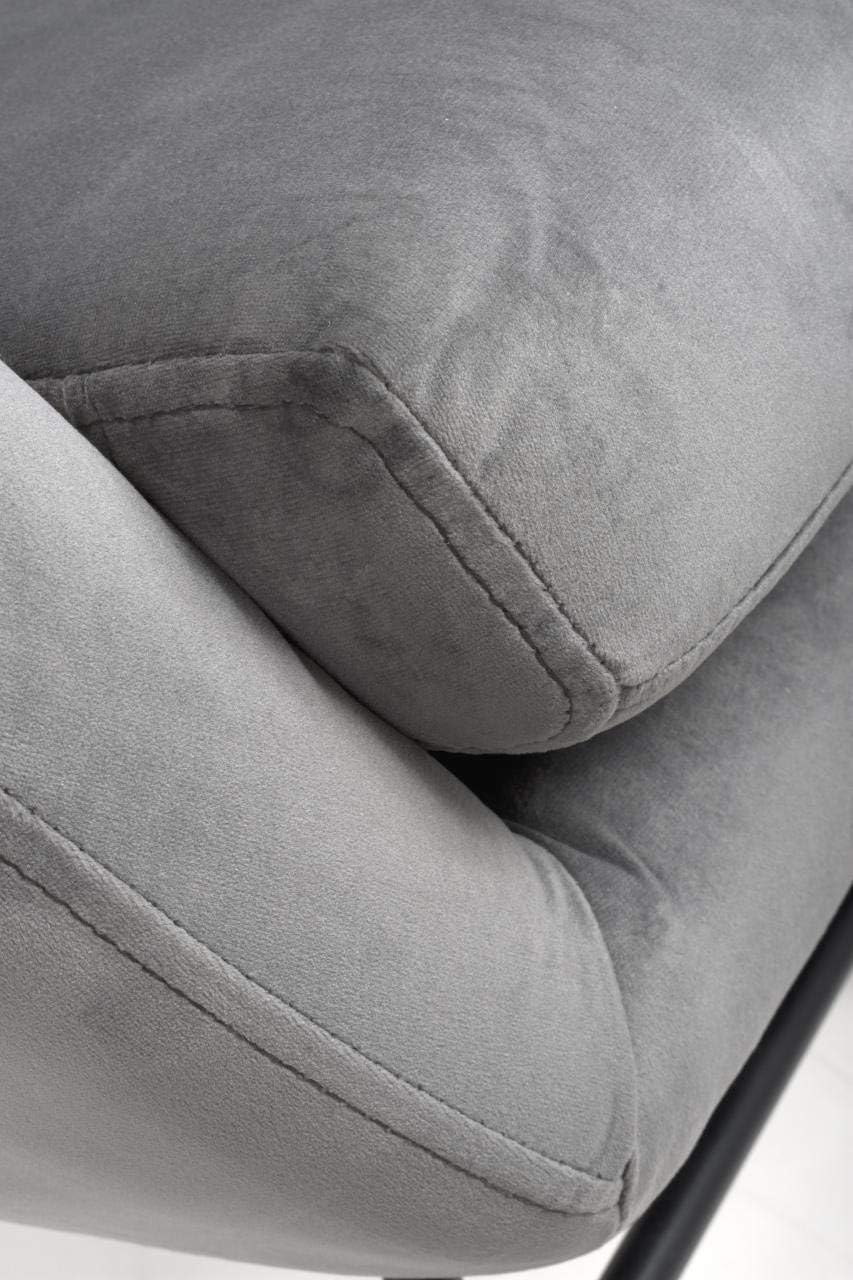 Furniture 321 Shankar Alpine Brushed Velvet Grey Rocking Chair - Metal Frame & Solid Wood Legs