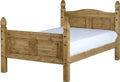Corona 4'6" double Bed High Foot End in Distressed Waxed Pine.