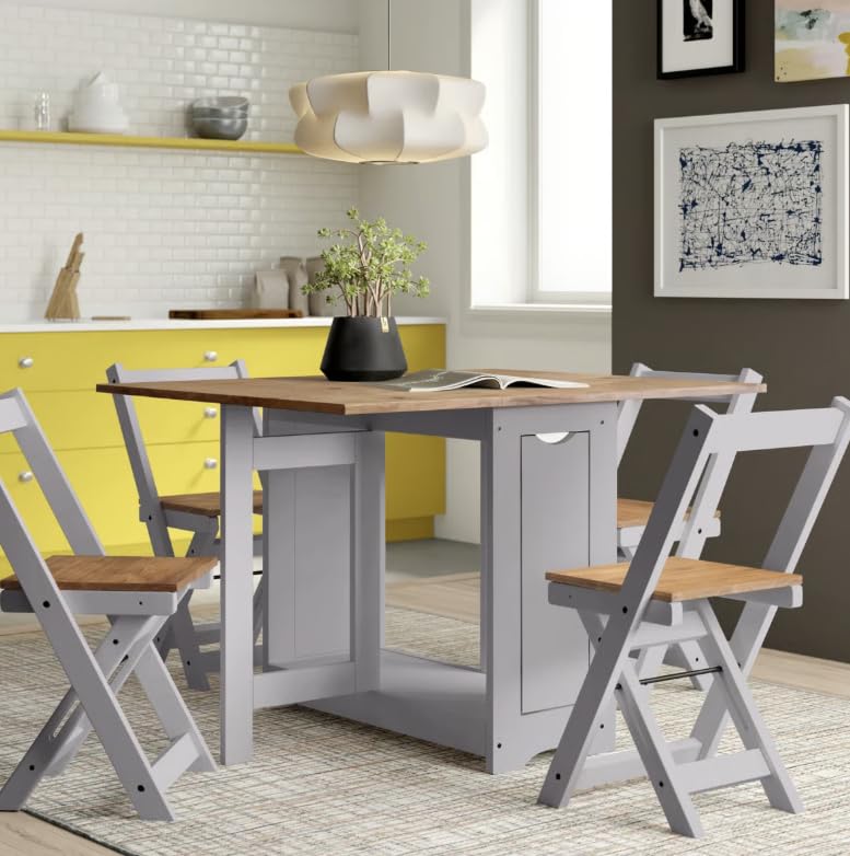 Santos Butterfly Dining Set in Grey/Distressed Waxed Pine