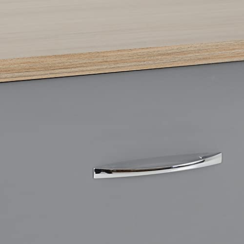 A T Seconique Nevada 6 Drawer Wide Chest in Grey Gloss/Light Oak Effect Veneer