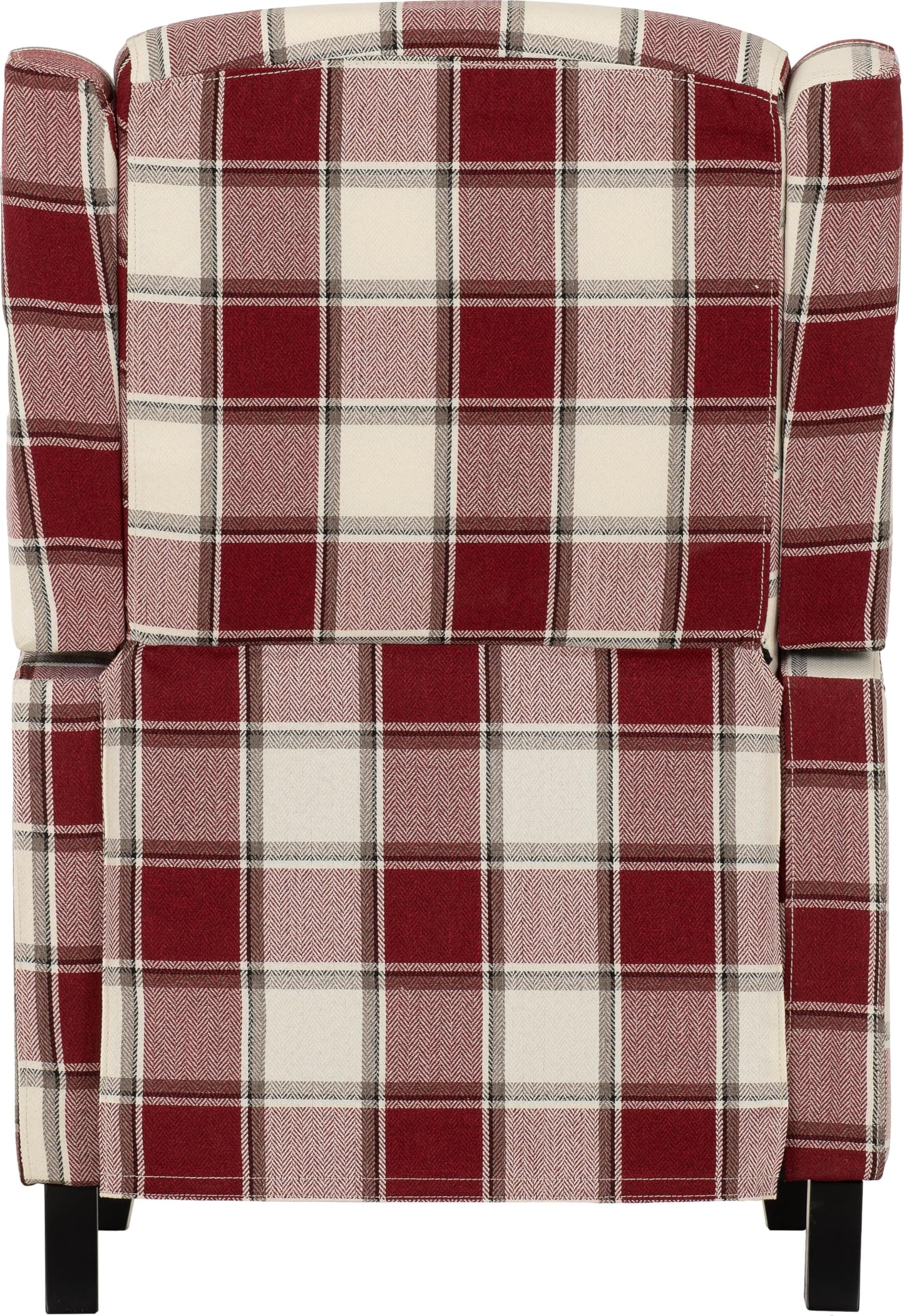 Furniture 321 Kensington Recliner Chair, Red Tartan Fabric, High Backrest, 70x93x103cm