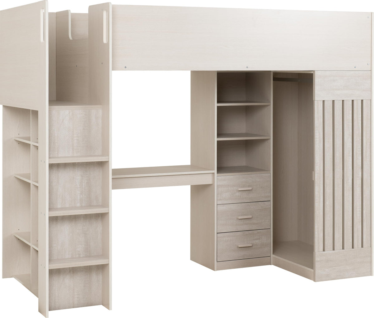 Seconique Jupiter 3' Single High Sleeper Bed in White/Grey