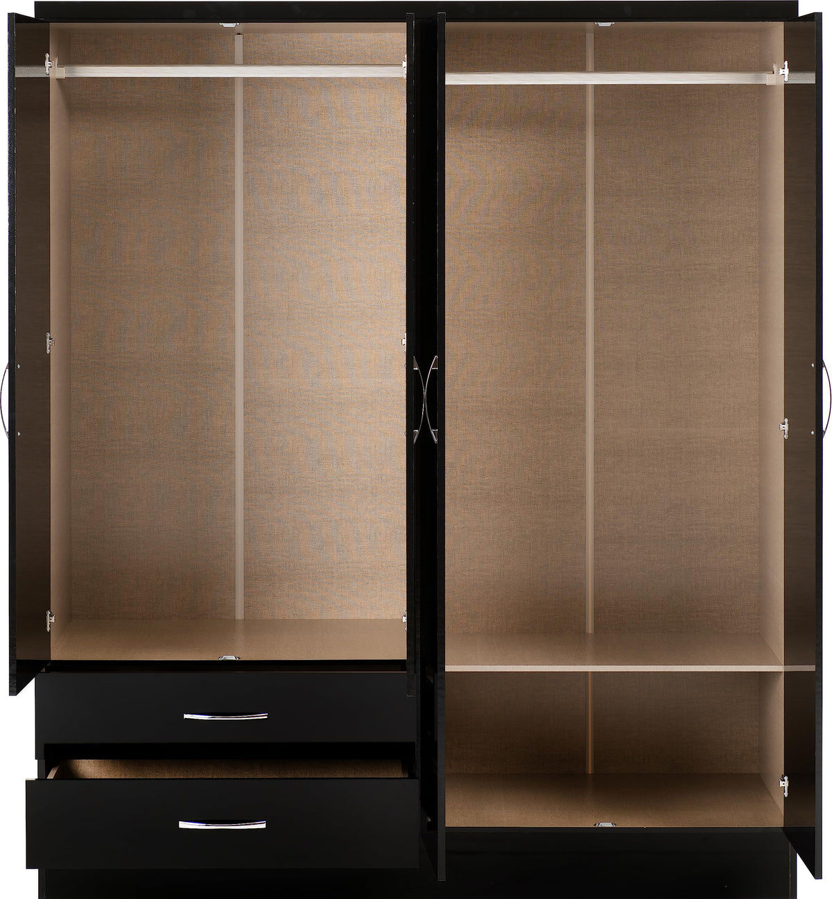 Seconique Nevada 4 Door 2 Drawer Mirrored Wardrobe in 3D Effect Grey
