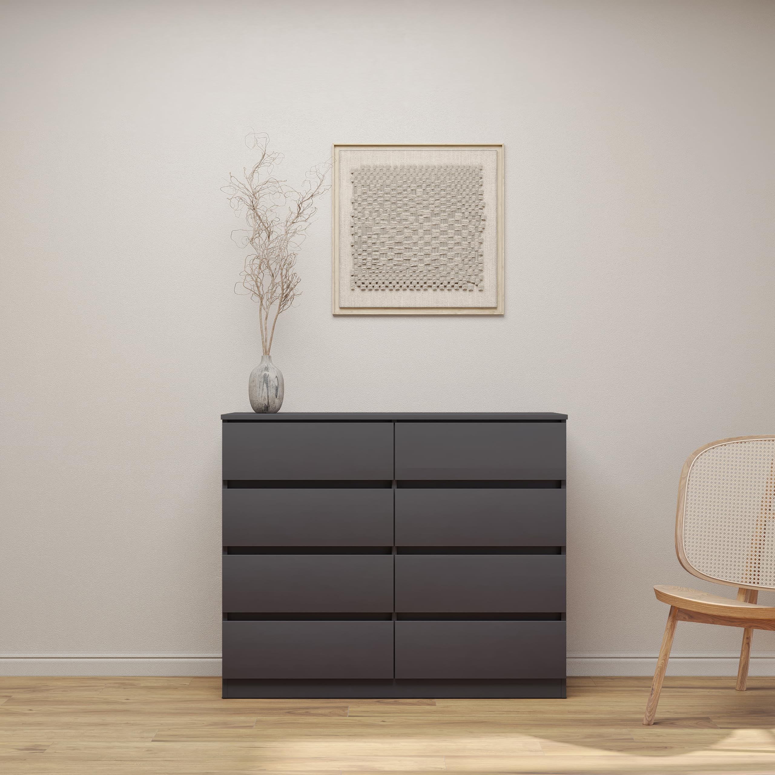 Seconique Malvern 8 Drawer Chest in Grey