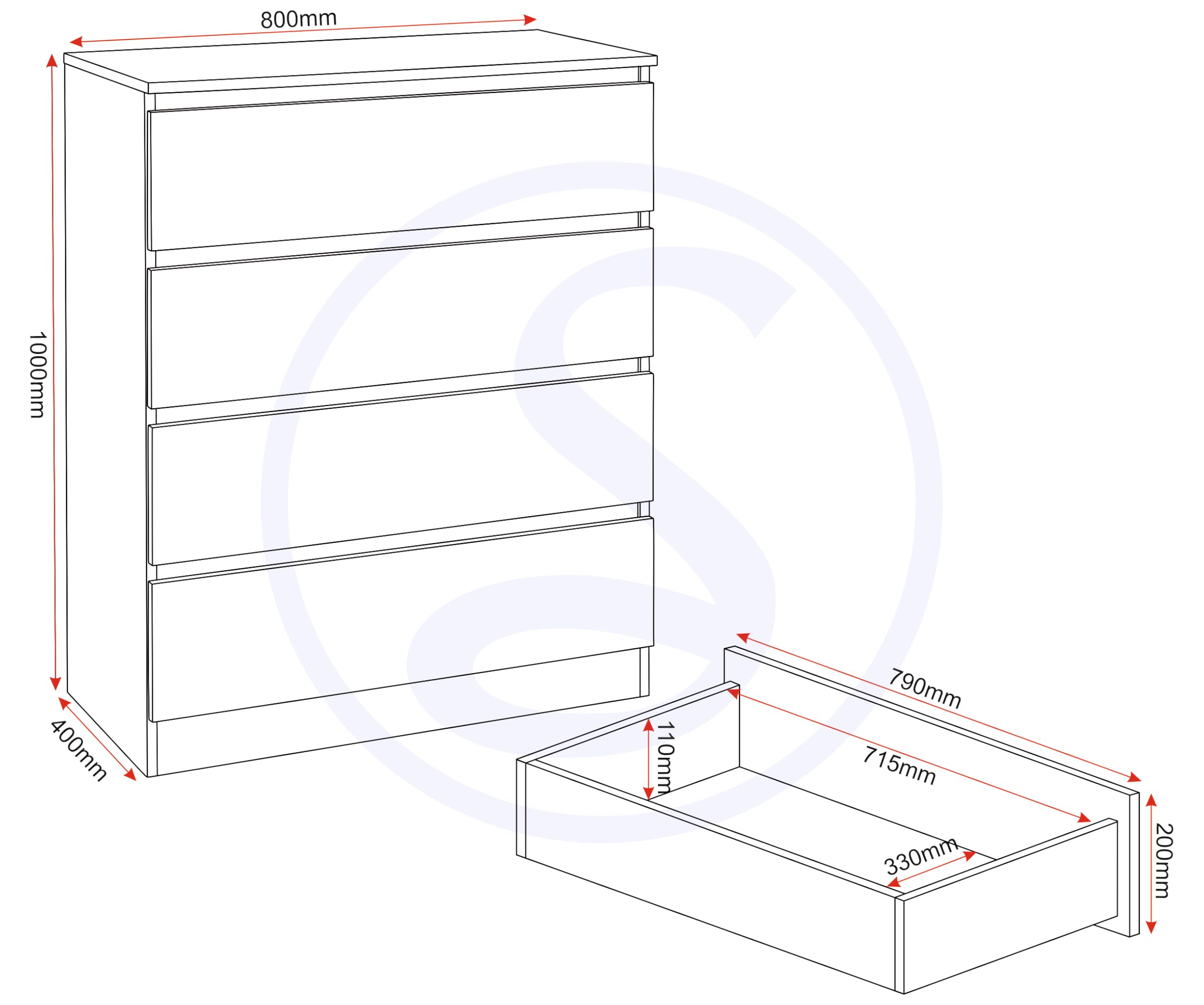 Seconique Malvern 4 Drawer Chest