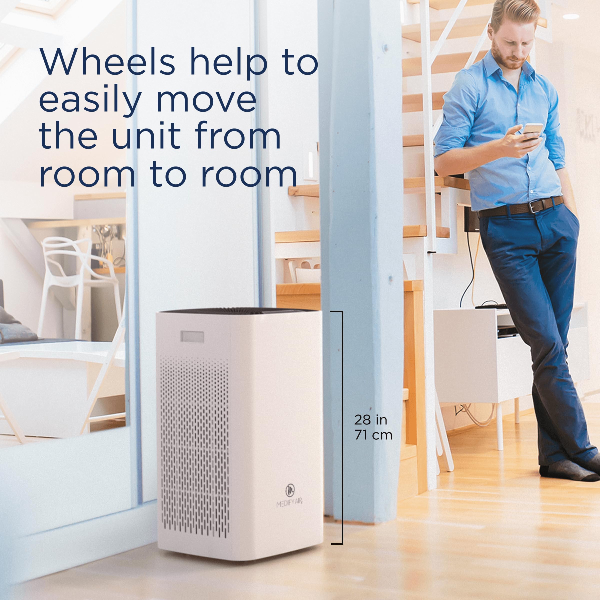 Medify Air MA-112 V2.0 Air Purifier with H13 HEPA filter - a higher grade of HEPA | Covers 2,400 sq ft - Allergies, Smog, Odors, Smoke, Pets Dander, Dust | Dual intake with 2 filters