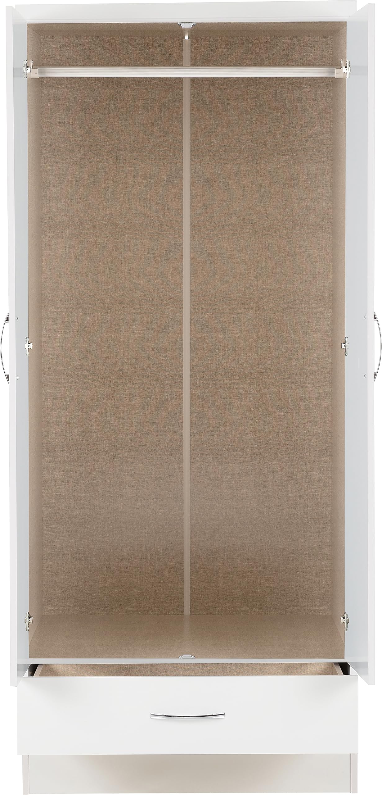 Seconique Nevada 2 Door 1 Drawer Wardrobe in White Gloss
