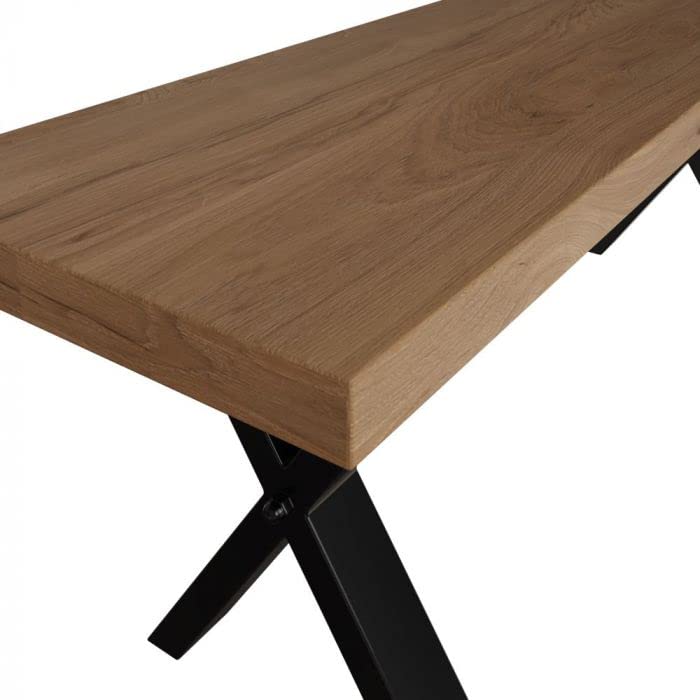 Isambard Dining Table, Wood, Metal, Oak, 1.3 m
