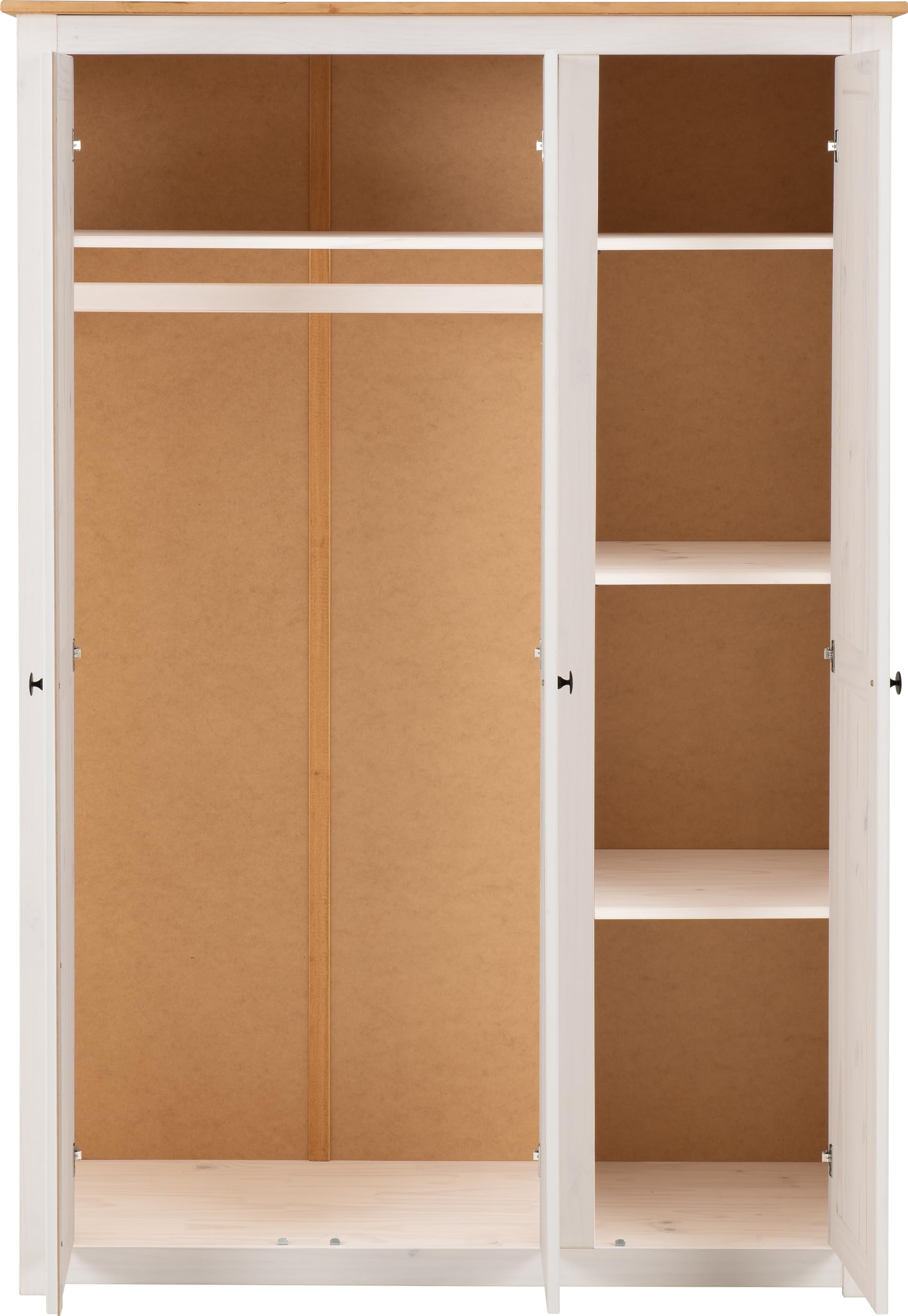 Seconique Panama 3 Door Wardrobe in White/Natural Wax