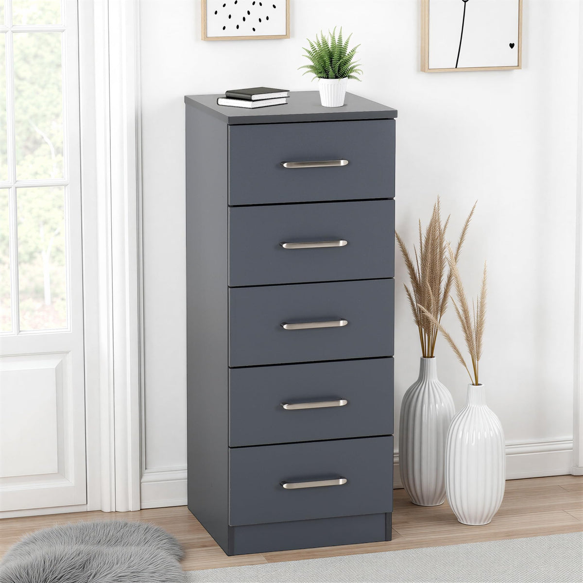 Seconique Dakota 5 Drawer Narrow Chest